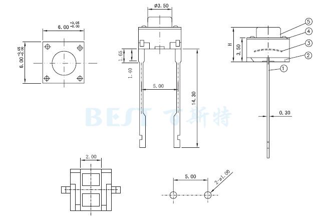 輕觸開(kāi)關(guān)TS-1109D_參考圖紙